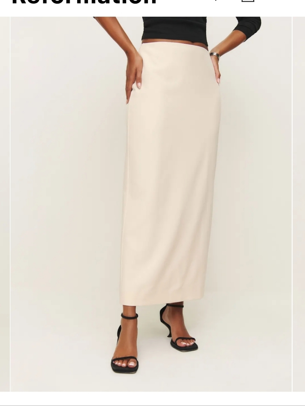 Reformation Jordan Low Waist Midi Maxi Pencil Skirt Ivory Cream White - Size 4
